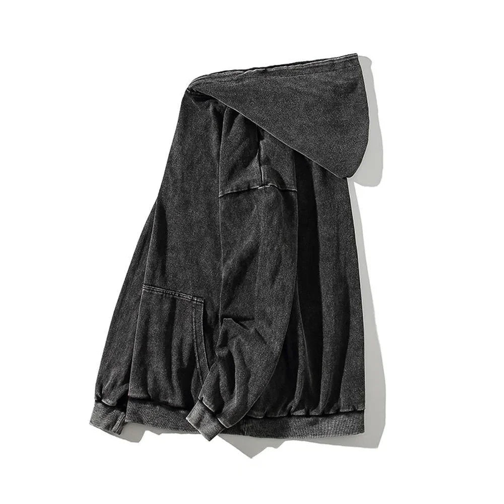 custom Wash Hoodies Men Women Vintage Black 100% Cotton Gothic Sweatshirts Casual Pullover Hip Hop Y2K Sportswear