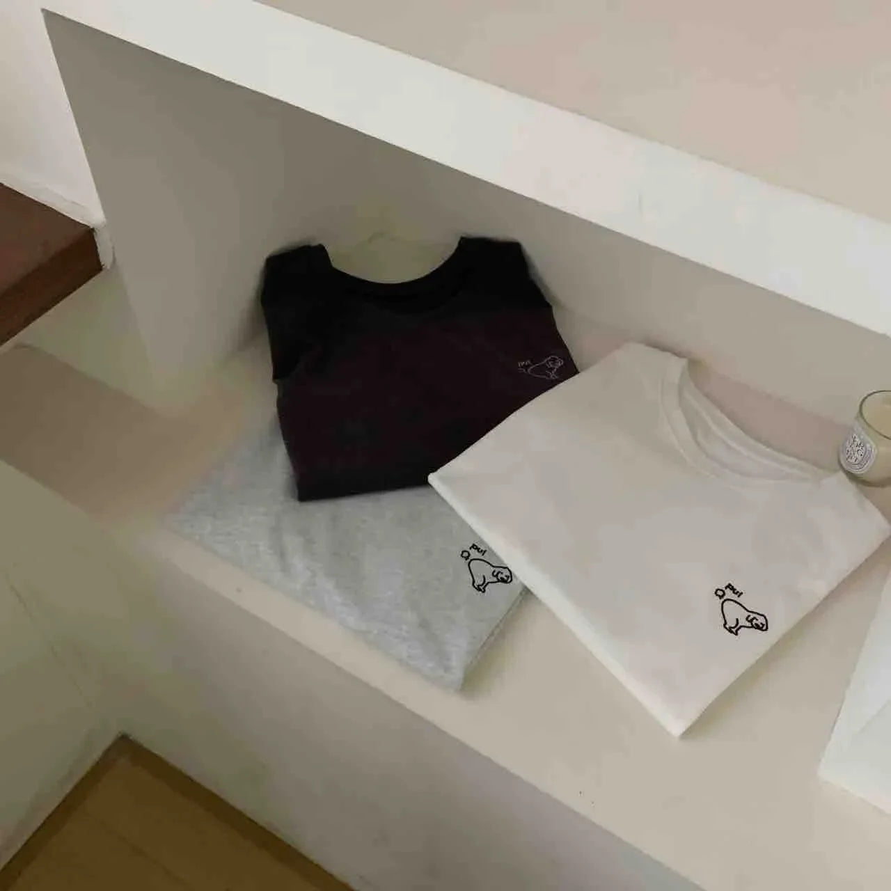 Summer New Korean Style Loose Casual round Neck Short Sleeve T-Shirt Women's White Top Embroidered Dog Pattern Cotton