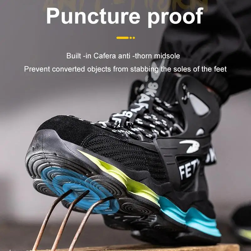 New Design Safety Shoes Men Work Sneaker Steel Toe Shoes Puncture Proof High Top Work Safety Boots Male Lightweight Work Shoes