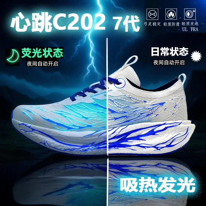 Men Sports Running Shoes Casual Marathon Carbon Plate Breathable Lightweight Women's Fluorescence Athletic Nonskid Sneakers
