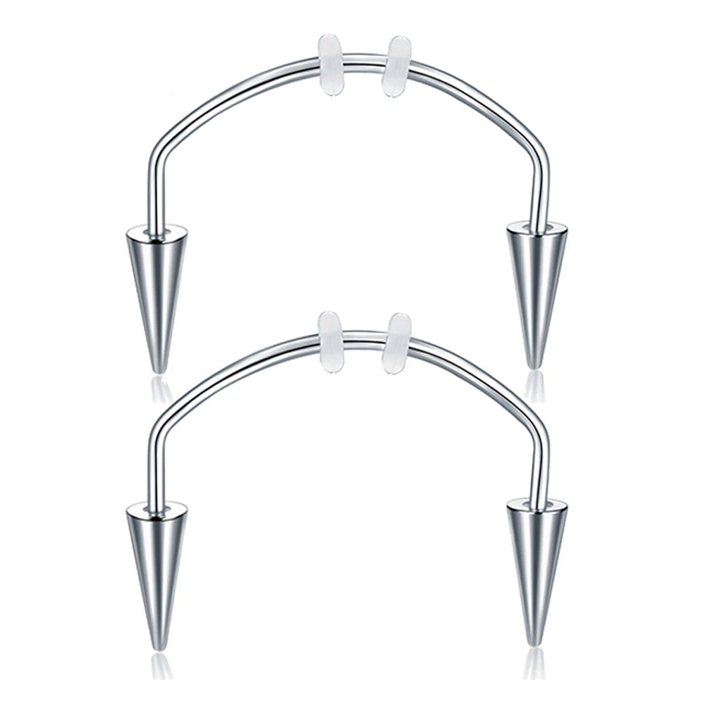 WKOUD 2 Pcs  Piercing Tiger Teeth Vampire  Stainless Steel Smile Lip Nail Jewelry Fangs Dracula Septum 3 Style