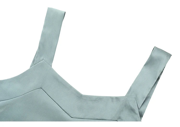 Woman T-shirts Elegant SILK Satin Blouse Sleeveless Female Summer 2025 Casual Loose Tanks and Camis Solid Green Tops for Women