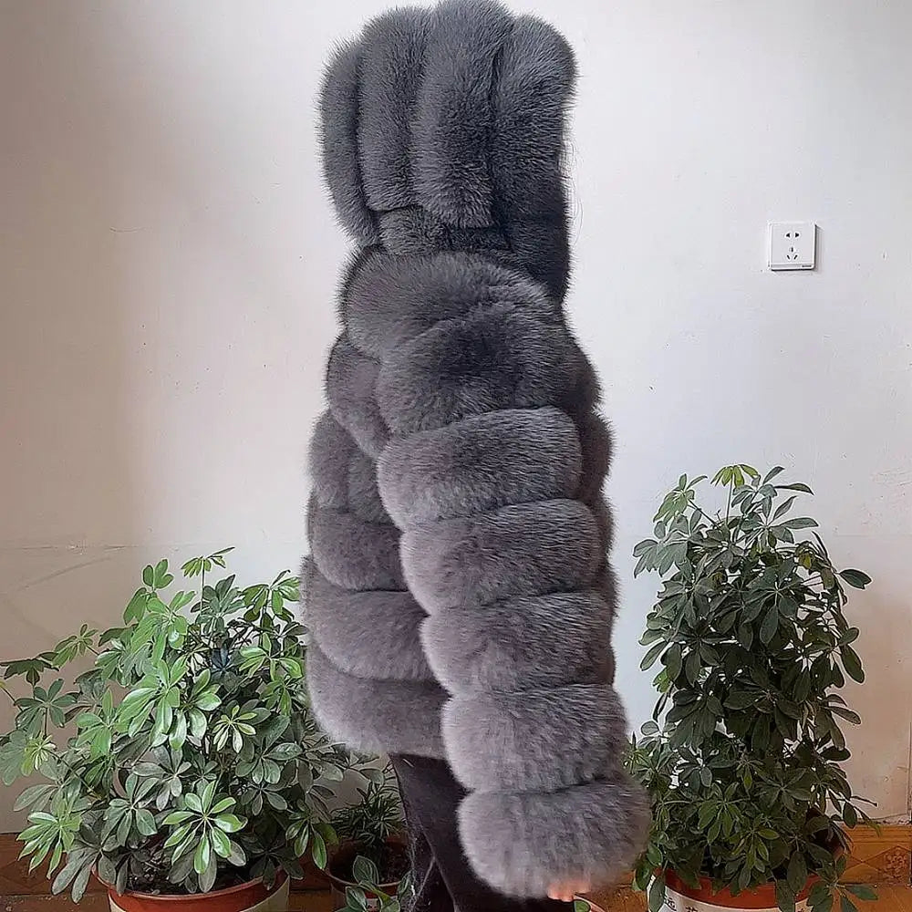 Fur Coat Women's Winter Coats Overcoat Female Fur Jackets For Women Long Sleeves Hood womans Real fur coats Real Fur Clothing