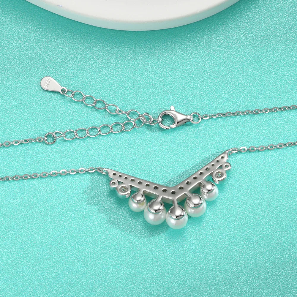 Luxury Pearl Moissanite Pendants Necklace For Women S925 Sterling Silver 18K Gold Plated Diamond Chain Wedding Gifts Jewelry