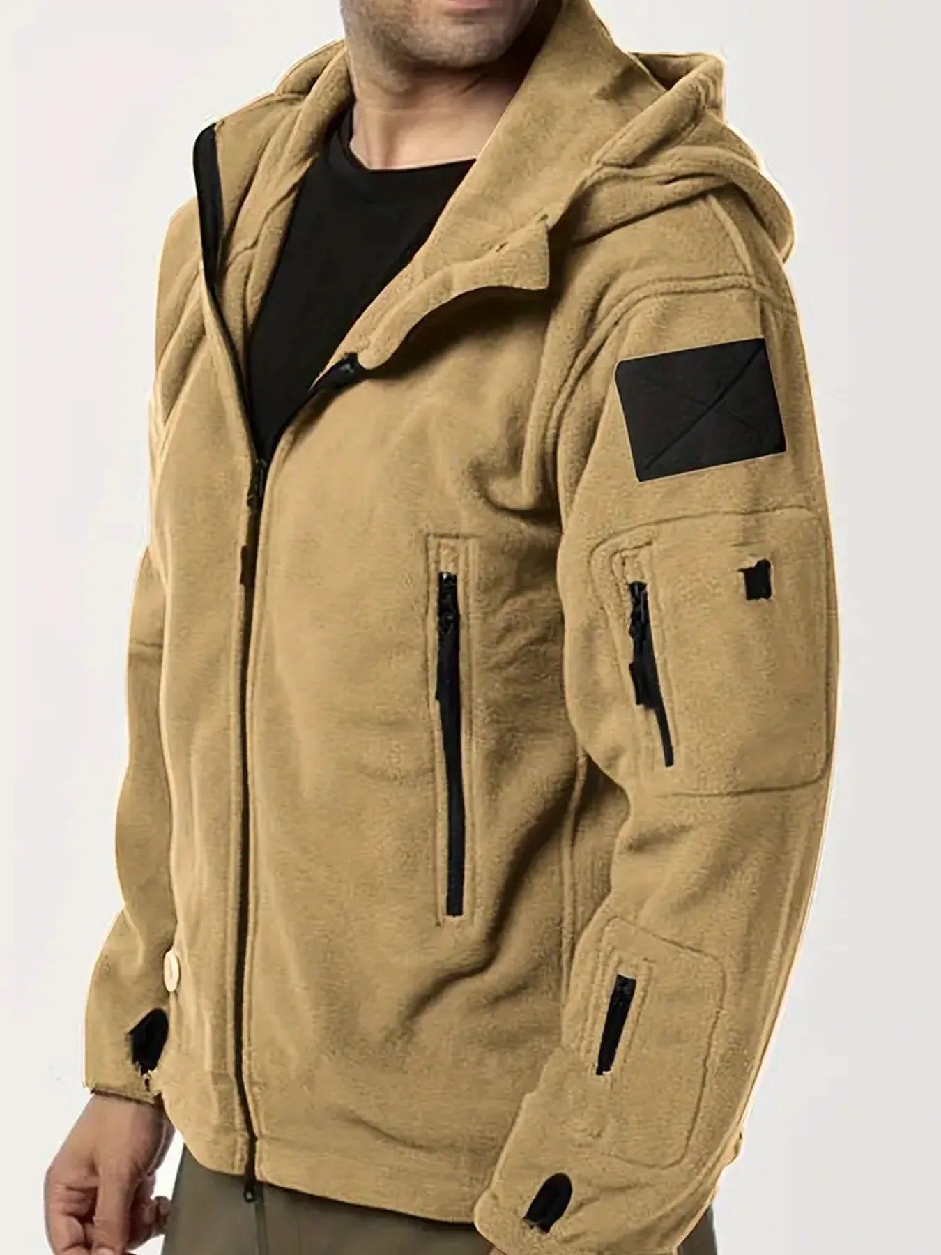 Men's Winter Warm Fleece Wool Windproof Waterproof Hiking Jacket Outdoor Hooded Ski Mountaineering Jacket