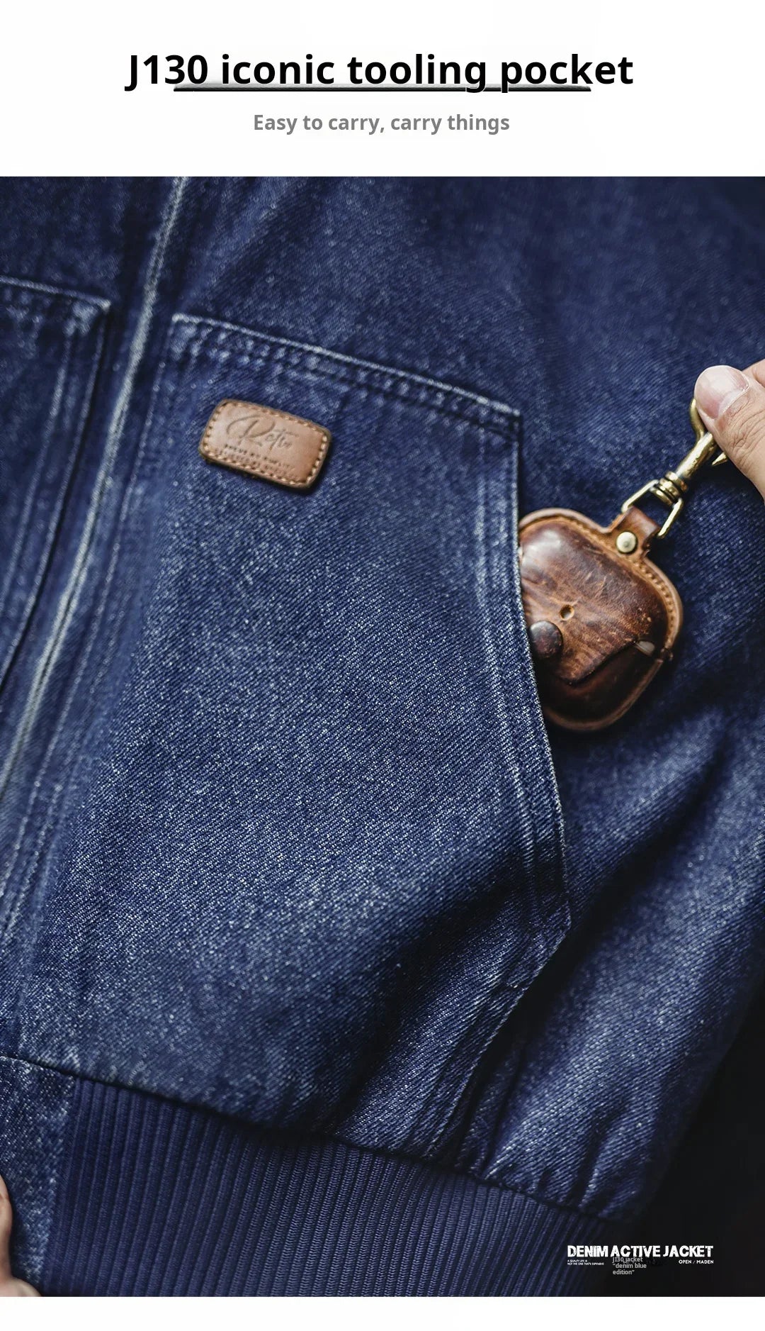 Maden Men's Retro J130 10.5oz Denim Jacket Heavyweight Washed Hooded Jacket Regular Fit Zip Workwear Coat with Pockets for Fall