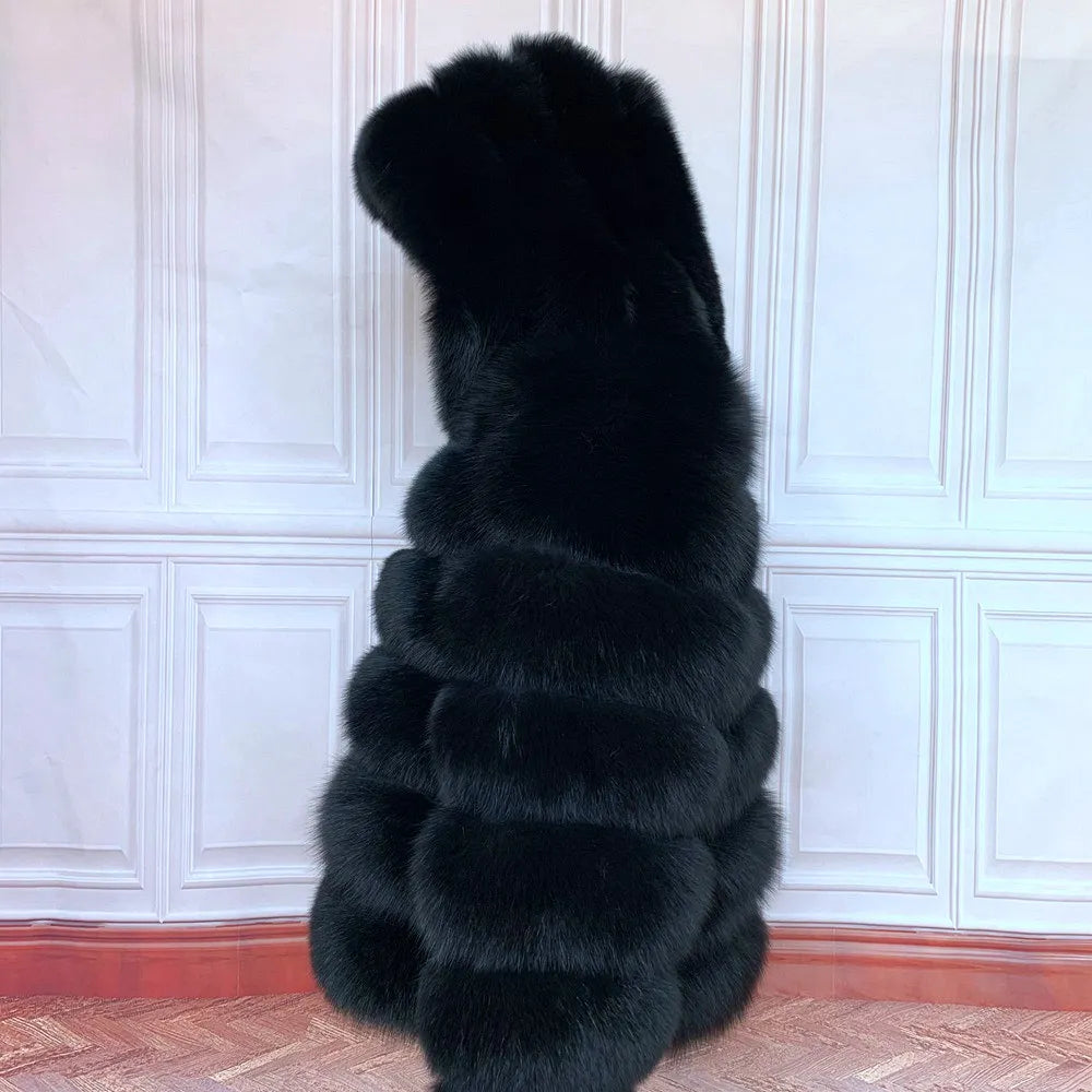Fur Coat Women's Winter Coats Overcoat Female Fur Jackets For Women Long Sleeves Hood womans Real fur coats Real Fur Clothing