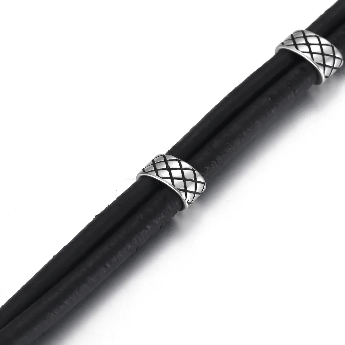 Stainless Steel Slider Beads Grid Patterned Hole 10*5mm for Leather Bracelet Making Jewelry DIY Slide Charms Accessories