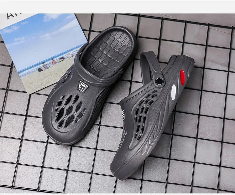 Eyriphy Summer Men Sandals Outdoor Clogs Casual Garden Shoes With Arch Support Kitchen Fishing Non-Slips Shoes Hole EVA Slides
