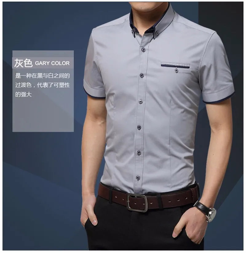 2025 New Arrival Brand Men's Summer Business Shirt Short Sleeves Turn-down Collar Tuxedo Shirt Shirt Men Shirts Big Size 5XL