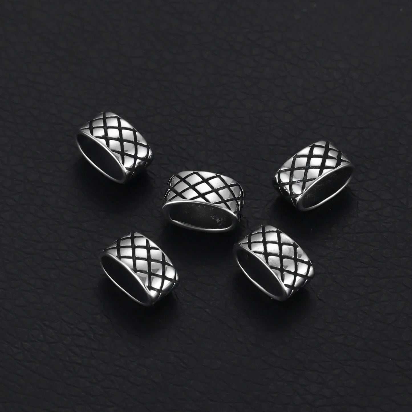 Stainless Steel Slider Beads Grid Patterned Hole 10*5mm for Leather Bracelet Making Jewelry DIY Slide Charms Accessories
