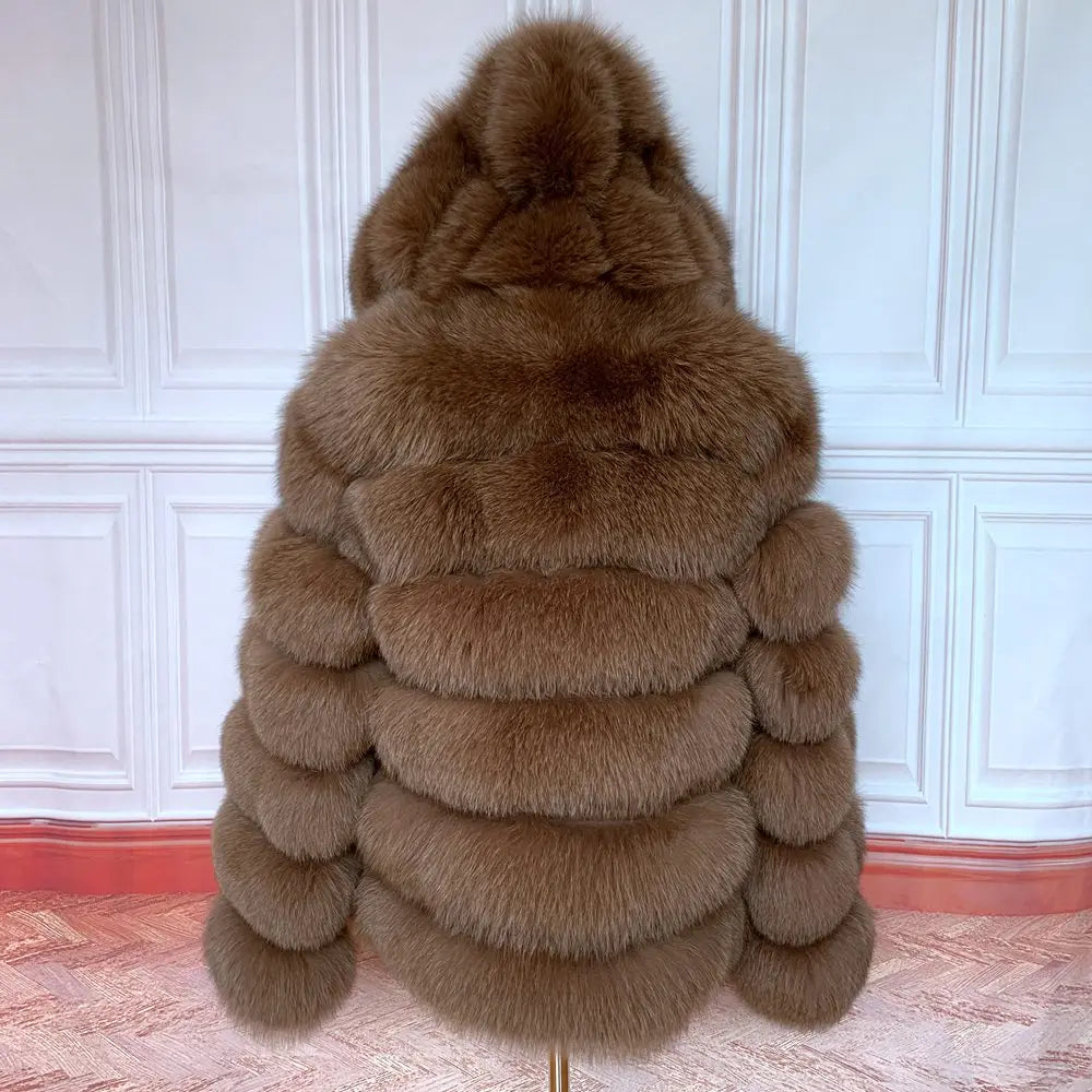 Fur Coat Women's Winter Coats Overcoat Female Fur Jackets For Women Long Sleeves Hood womans Real fur coats Real Fur Clothing