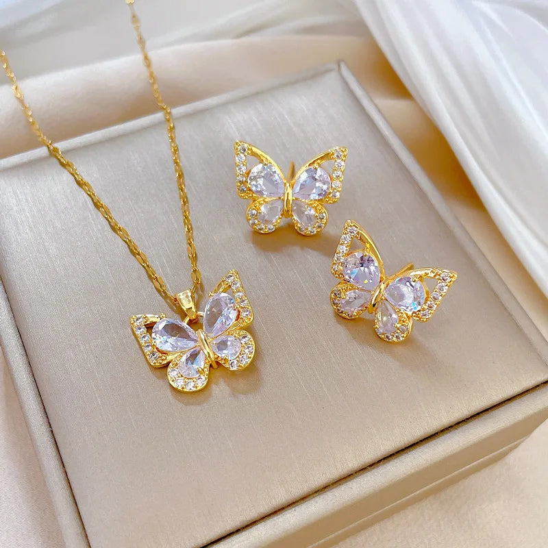 Stainless Steel Austrian Crystal Enamel Square Pendant Jewelry Sets Women African Costume Jewelry Maxi Necklace Earring Set
