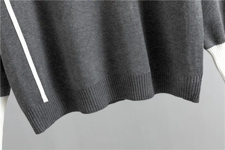 2025 Autumn Runway 2 Pieces Set Knitted Long Sleeve Pullovers Sweater Casual Patchwork Fashion Women Tops and Pants Suits Spring