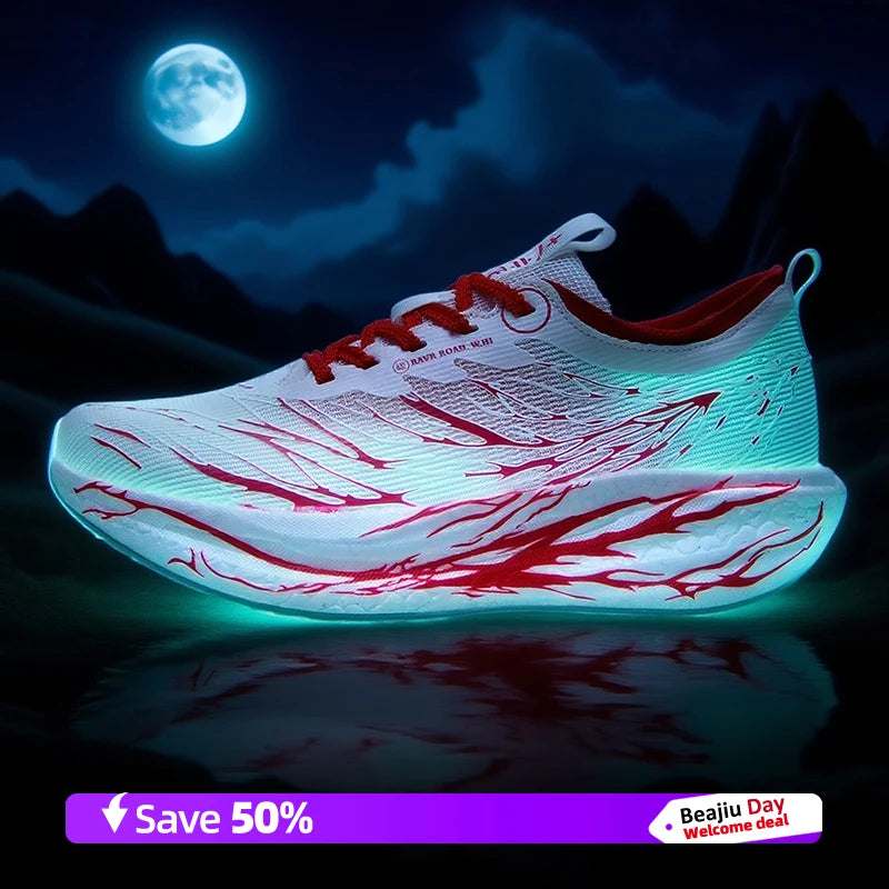 Men Sports Running Shoes Casual Marathon Carbon Plate Breathable Lightweight Women's Fluorescence Athletic Nonskid Sneakers